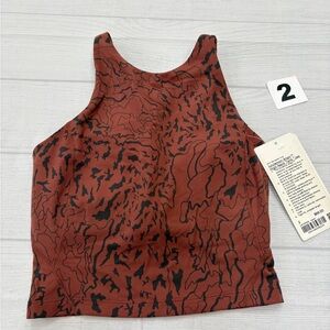 lululemon athletica Rust Red and Black Printed Crop Tank